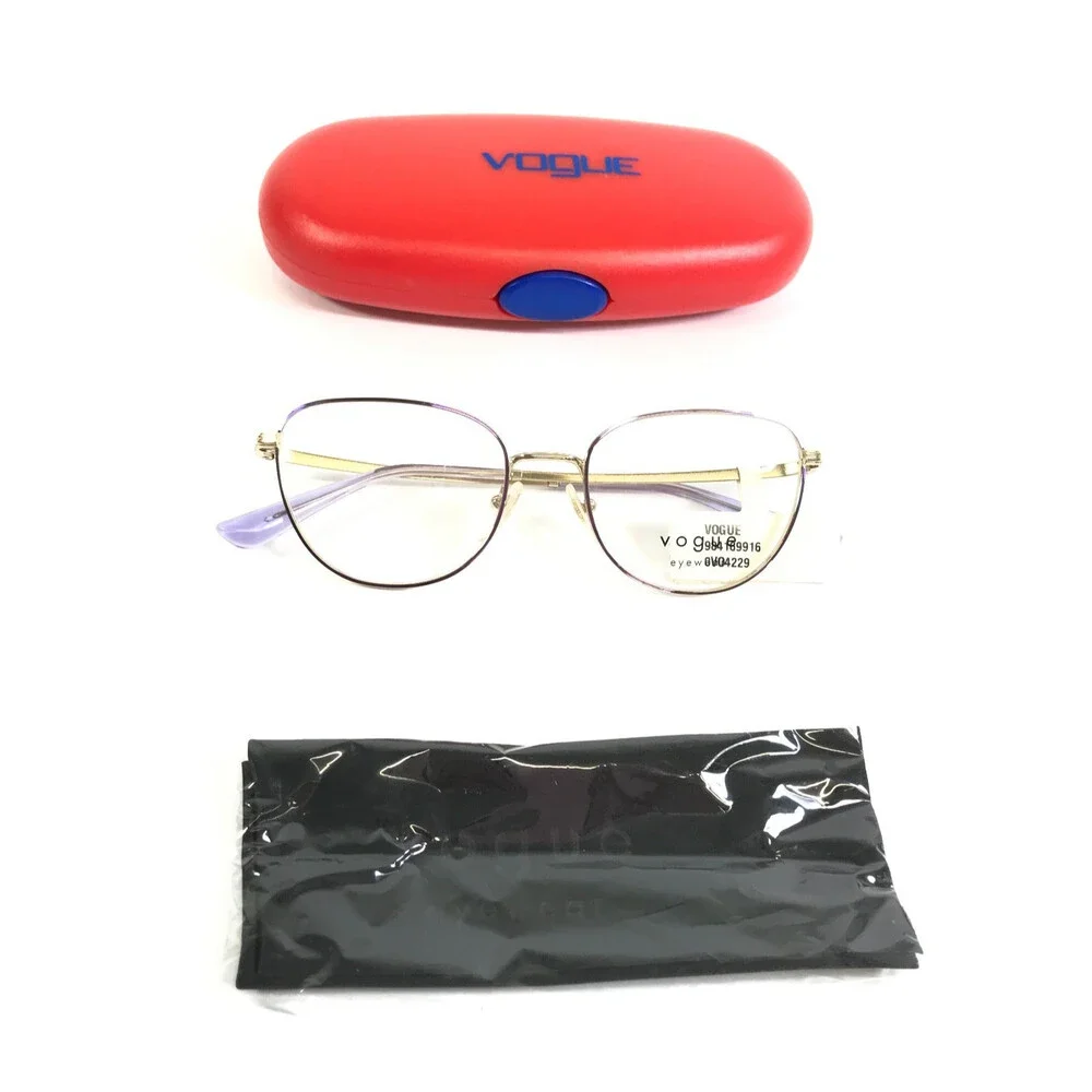 Vogue Eyeglasses Frames VO4229 5141 Purple Gold Cat Eye Wire Rim 51-18-140